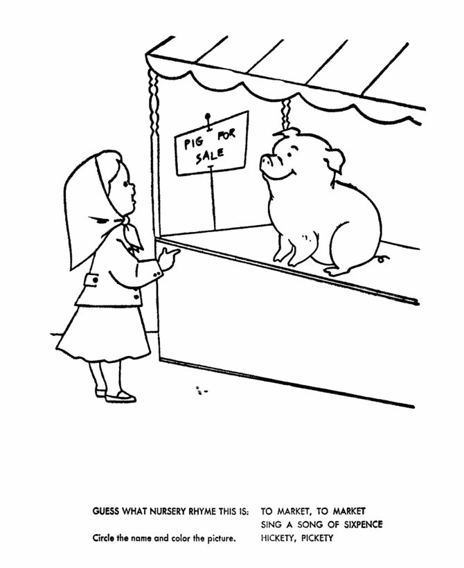 To Market, To Market - Coloring Page - Mother Goose Club