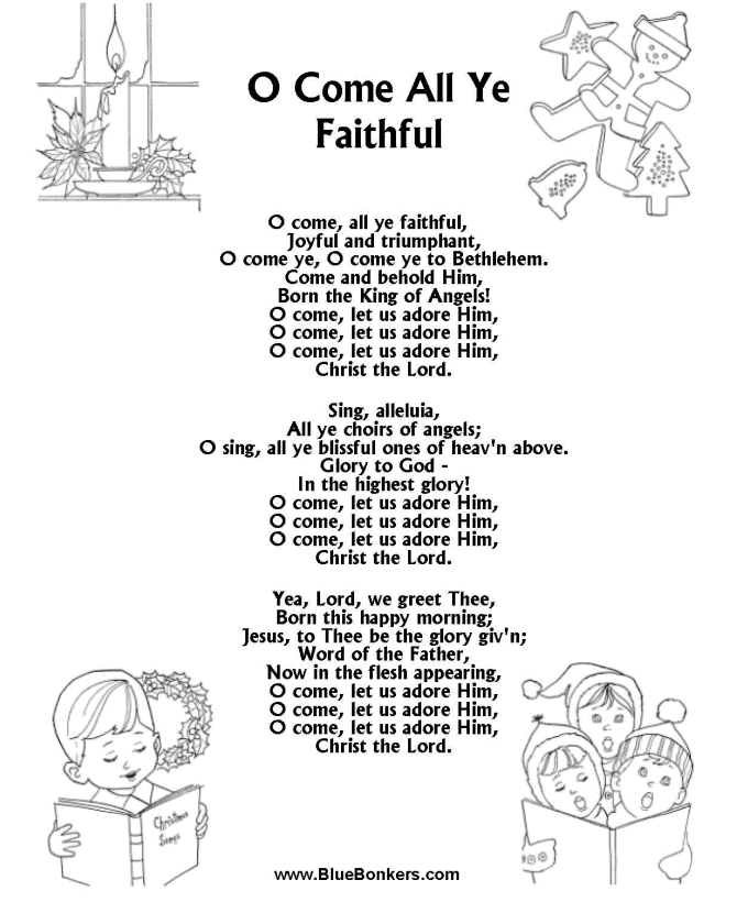 BlueBonkers O Come All Ye Faithful Free Printable Christmas Carol 