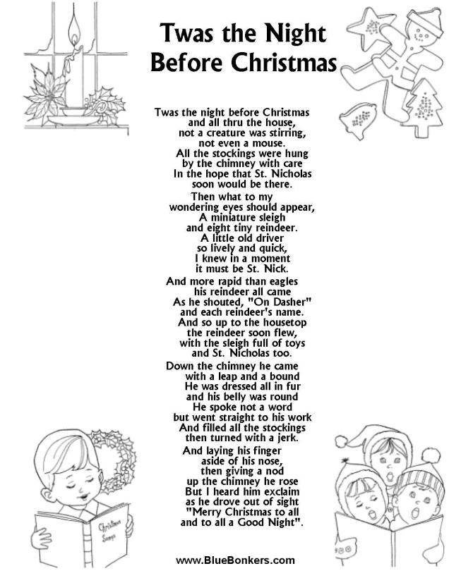 Twas The Night Before Christmas Printable Printable Word Searches